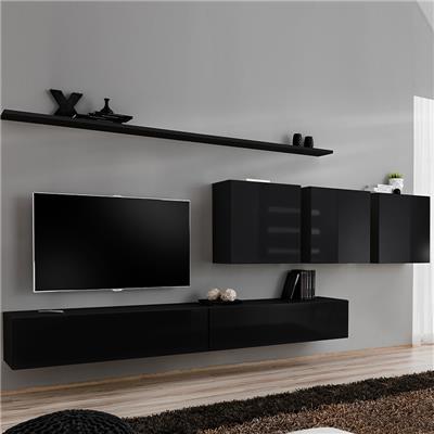 Ensemble meuble télé noir laqué design TALSANO 4