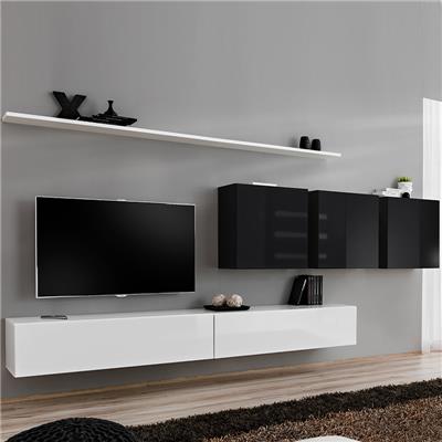 Composition TV murale design blanc et noir TALSANO