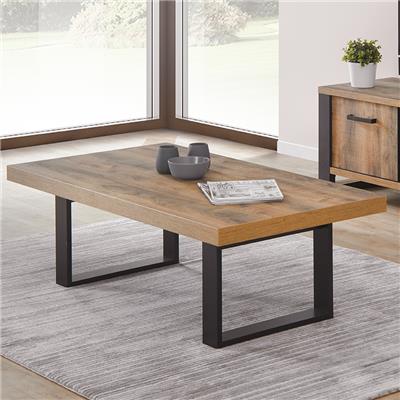 Table basse industrielle couleur bois foncé ONNIX