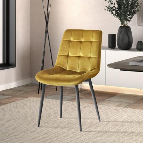 Chaise jaune en velours moderne JUDAS (lot de 4)